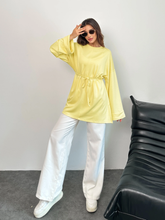 Kadın Bel Bağlamalı Kol Detaylı Tunik 8896 - Sarı